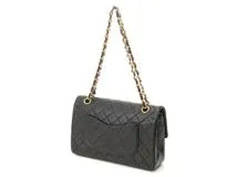 CHANEL　シャネル　25Wチェーンショルダーバッグ　マトラッセWフラップ　ブラック　ラムスキン　A01112　【472】HG