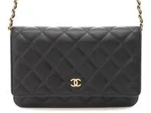 CHANEL シャネル　マトラッセ　チェーンウォレット　ブラック・GP金具　ラムスキン　AP0250【472】HA