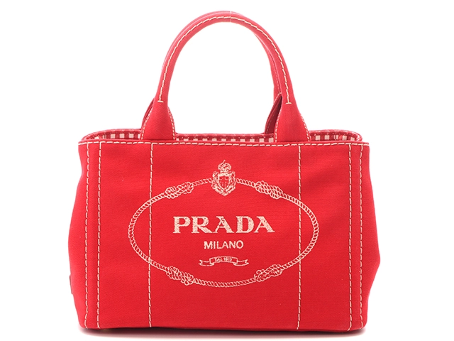 PRADA プラダ ギンガムチェック ミニカナパ レッド/ホワイト ...