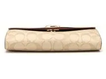 COACH　コーチ　シグネチャー　チェーンウォレット　ベージュ/ピンク　PVC/レザー　C7301　2148103656378【432】
