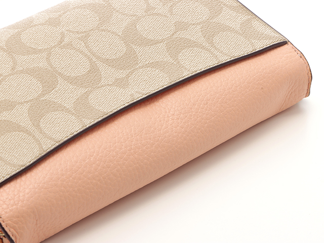 未使用級 COACH コーチ シグネチャー チェーンウォレット C7301 財布 COACH コーチ シグネチャー チェーンウォレット ベージュ/ピンク