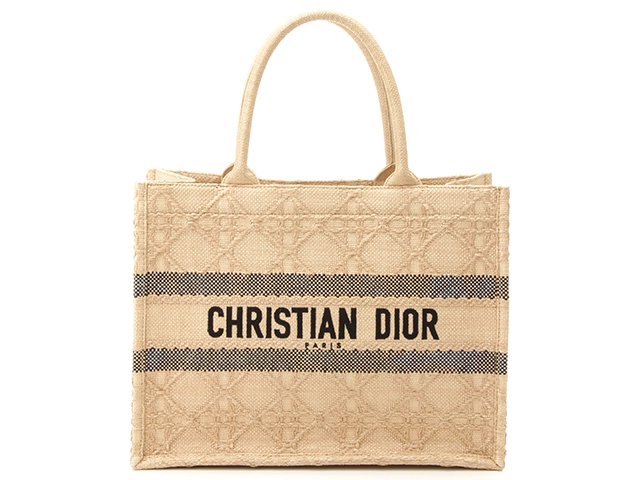 DIOR　ディオール トートバック　ブックトート ミディアムバッグ カナージュ ラフィア ナチュラル　M1296ZSQD_M925【472】AH
