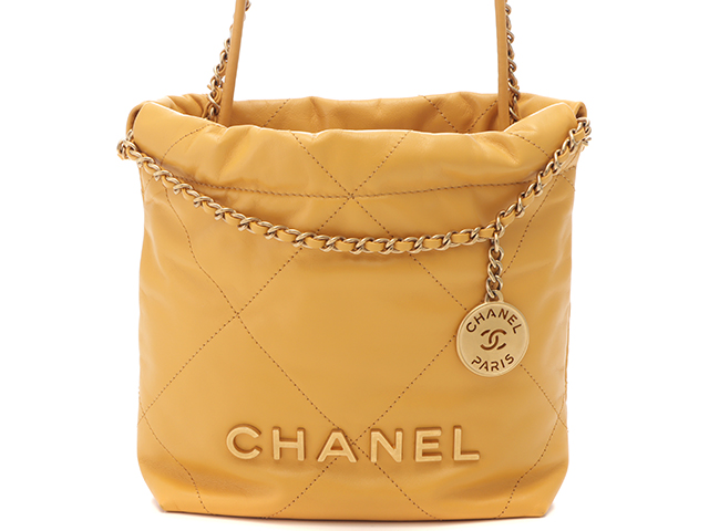 CHANEL シャネル CHANEL22 ミニハンドバッグ ショルダーバッグ イエロー GP カーフ 2148103656712【200】  の購入なら「質」の大黒屋（公式）