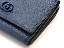 GUCCI グッチ GGマーモント 三つ折財布 ネイビー カーフ 722732【432】2148103656828