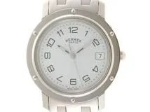 HERMES エルメス クリッパー CL6.710 ホワイト文字盤 ステンレス