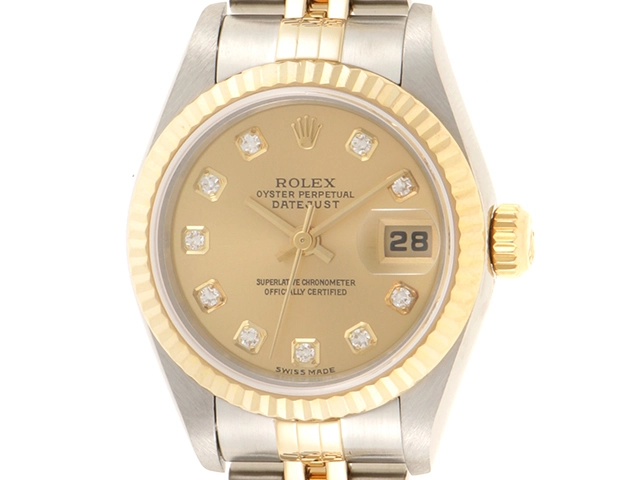 ROLEX　ロレックス　デイトジャスト　79173G　レディース　YG/SS　10Pダイヤシャンパン文字盤　【431】2148103656989