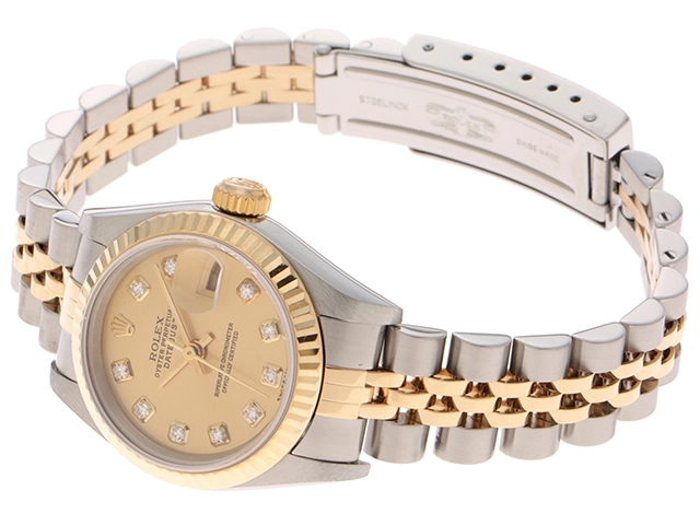 ROLEX ロレックス デイトジャスト 79173G レディース YG/SS 10Pダイヤシャンパン文字盤 【431】2148103656989