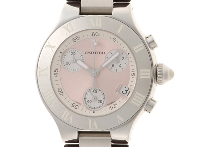 Cartier カルティエ 腕時計 クロノスカフ W1020012 SS/革 クォーツ ピンク文字盤 レディース時計【434】  の購入なら「質」の大黒屋（公式）