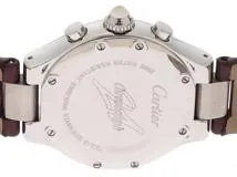 Cartier　カルティエ　腕時計　クロノスカフ　W1020012 SS/革　クォーツ　ピンク文字盤　レディース時計【434】