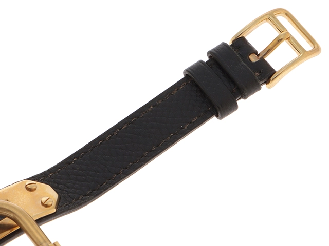 HERMES エルメス レディース腕時計 ケリーウォッチ  KE1.210 ゴールドプレート/レザー　シャンパンゴールド文字盤　クォーツ【472】UH