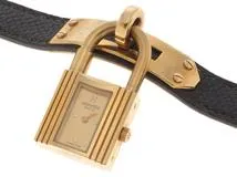 HERMES エルメス レディース腕時計 ケリーウォッチ  KE1.210 ゴールドプレート/レザー　シャンパンゴールド文字盤　クォーツ【472】UH