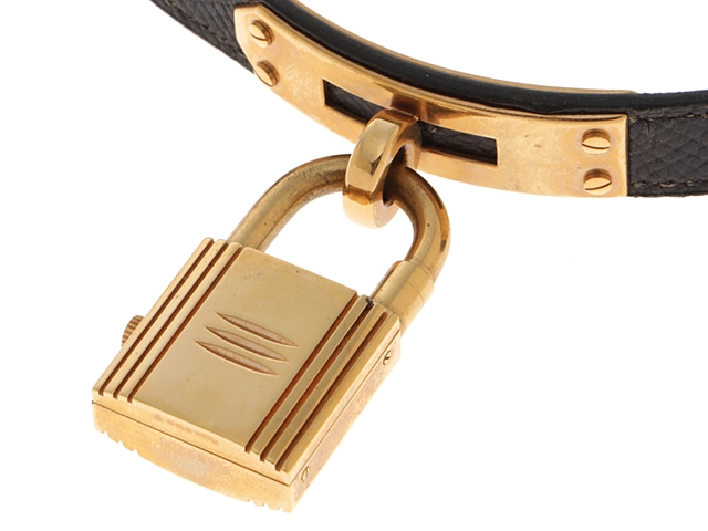 HERMES エルメス レディース腕時計 ケリーウォッチ  KE1.210 ゴールドプレート/レザー　シャンパンゴールド文字盤　クォーツ【472】UH
