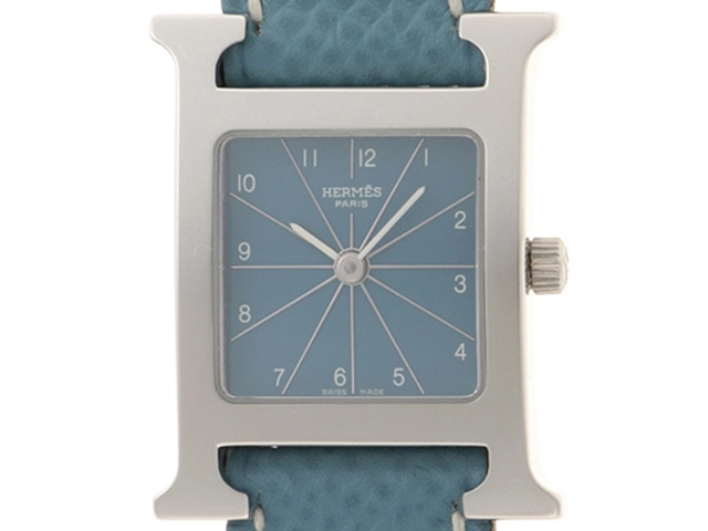 HERMES エルメス Hウォッチ HH1.210 ブルー文字盤/ブルーレザー