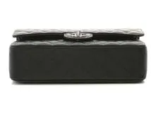 CHANEL シャネル　マトラッセWフラップ25Wチェーンショルダー　ブラック　SV　キャビア 　A01112【431】2148103658471