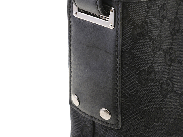 【美品】GUCCI ジャッキー ワンショルダーバッグ GGキャンバス ブラック GUCCI グッチ GGキャンバス×レザー ジャッキー ワンショルダー