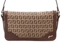 FENDI　フェンディ　ズッキーノ　ワンショルダー　バッグ　カーキ×ブラウン　8BT101【472】YI