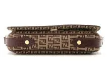 FENDI　フェンディ　ズッキーノ　ワンショルダー　バッグ　カーキ×ブラウン　8BT101【472】YI