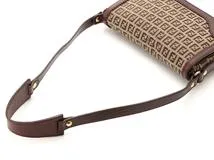 FENDI　フェンディ　ズッキーノ　ワンショルダー　バッグ　カーキ×ブラウン　8BT101【472】YI