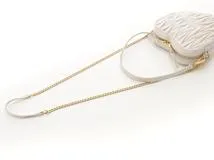 MIU MIU ミュウミュウ マテラッセ ハート形2WAYバッグ ホワイト レザー 2148103659379 【432】