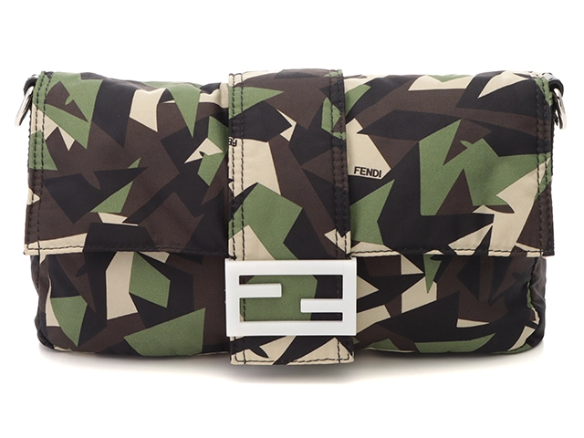 FENDI　フェンディ　カモフラージュ　バゲット　グリーン/マルチ　ナイロン/レザー　7VA472【433】2143300226966