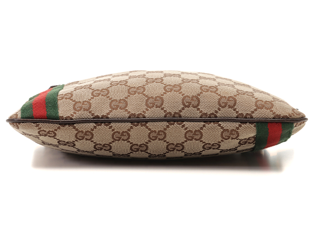 GUCCI グッチ GGキャンバス シェリーライン ショルダーバッグ ベージュ ダークブラウン キャンバス レザー【473】  の購入なら「質」の大黒屋（公式）