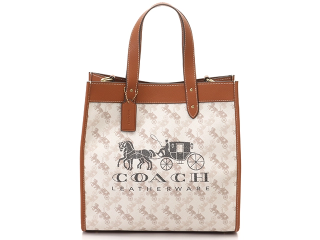 COACH コーチ トートバッグ フィールド トート ウィズ ホース アンド キャリッジ ベージュ ブラウン コーティングキャンバス レザー【473】  の購入なら「質」の大黒屋（公式）