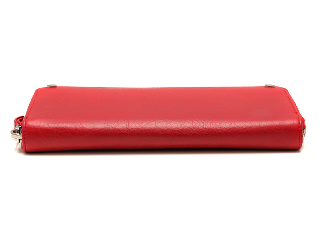 【海外配送可】【送料無料】 BALENCIAGA バレンシアガ サイフ ラウンド長財布 レザー レッド 小物