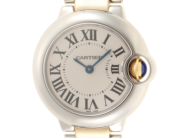 カルティエ バタ臭 CARTIER W69007Z3 バロンブルー SM YGコンビ クォーツ レディース _845617【中古】