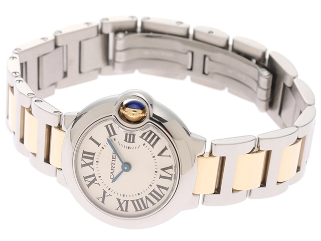 Cartier カルティエ バロンブルーSM W69007Z3 YG/SS クォーツ式 アイボリー文字盤 レディース 【432】2148103660610