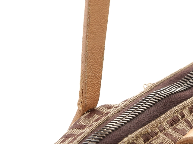 FENDI　フェンディ　ズッキーノ　トートバッグ　ベージュ　ブラウン　キャンバス 　レザー　8BH023【472】HG