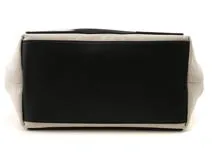 BALENCIAGA　バレンシアガ　ネイビースモールカバス　オフホワイト/ブラック　キャンバス　レザー　【431】