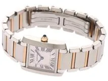 CARTIER カルティエ タンクフランセーズ SM W51027Q4 クォーツ ステンレス/ゴールド レディース ピンクシェル 【432】2148103663086