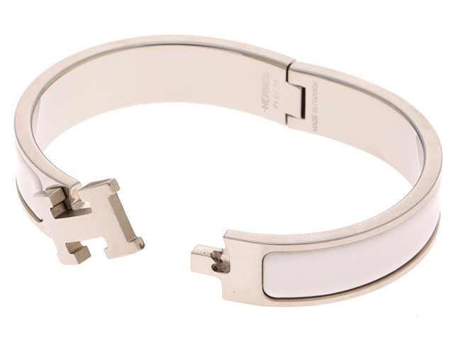 HERMES クリッククラック　N HERMES エルメス クリッククラックPM ホワイト SV SS エナメル【431