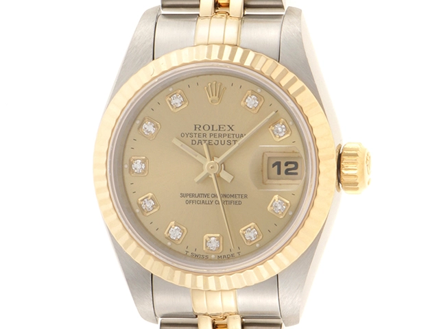 W番 ROLEX ロレックス 腕時計 デイトジャスト26 69173G ステンレス/K18イエローゴールド 10Pダイヤモンドシャンパン文字盤 ...