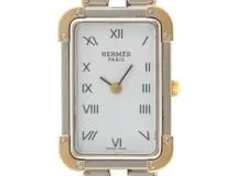 さちエルメス時計極極極美品クロアジュール/新品仕上げ正常稼働品/レディース HERMES エルメス レディース腕時計 クロアジュール QZ GP/SS ゴールド