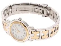 HERMES エルメス クリッパーコンビ CL6.720 ホワイト文字盤 GP