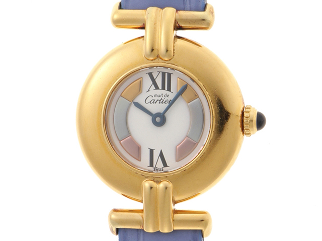 Cartier 磨き済 マストコリゼ ヴェルメイユ クォーツ アイボリー文字盤