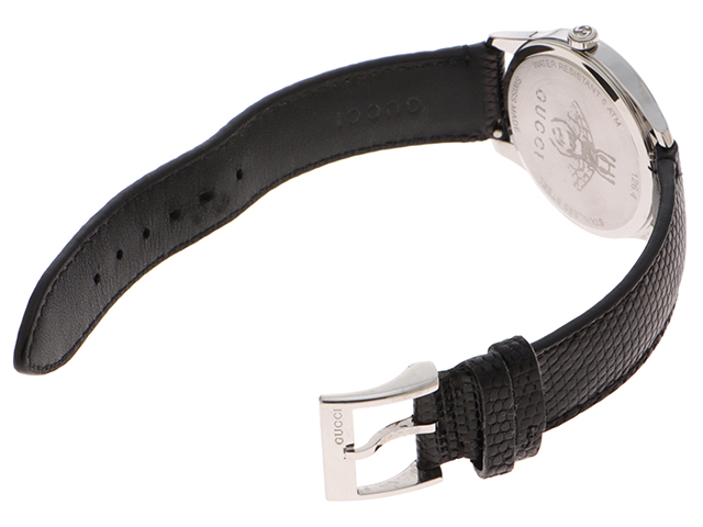 GUCCI グッチ Gタイムレス 126.4 SS/革 クォーツ式 ブラック