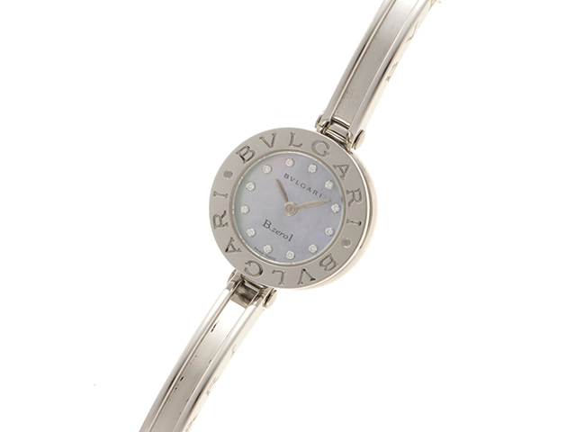 BVLGARI ブルガリ B-zero1 ビーゼロワン SS BZ22S ブラックシェル12Pダイヤ 女性用クオーツ時計【473】