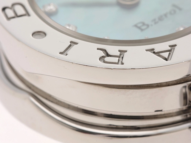 BVLGARI ブルガリ B-zero1 ビーゼロワン SS BZ22S ブラックシェル12Pダイヤ 女性用クオーツ時計【473】