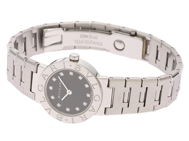 BVLGARI ブルガリ ブルガリ･ブルガリ BB23S SS ステンレススチール ブラック12P ダイヤ クォーツ レディース 【460】2148103666322