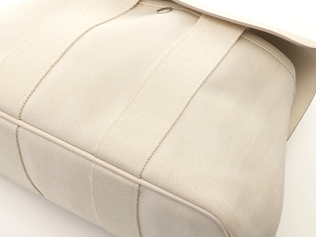 HERMES エルメス ハンドバッグ ヴァルパライソPM トワルシェブロン/レザー アイボリー 433