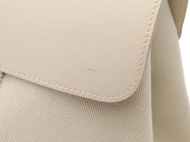 HERMES エルメス ハンドバッグ ヴァルパライソPM トワルシェブロン/レザー アイボリー 433