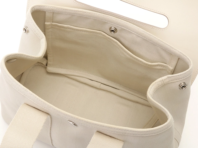 HERMES エルメス ハンドバッグ ヴァルパライソPM トワルシェブロン/レザー アイボリー 433