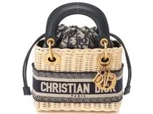 Dior ディオール　オブリーク　レディディオール　バッグ　ミニ　ナチュラル/ネイビー　ディオール オブリーク ジャカード　M0505CMVO_M808　　アンティークゴールド金具【472】KS