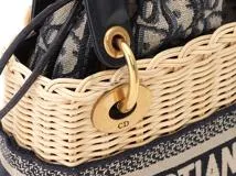 Dior ディオール　オブリーク　レディディオール　バッグ　ミニ　ナチュラル/ネイビー　ディオール オブリーク ジャカード　M0505CMVO_M808　　アンティークゴールド金具【472】KS