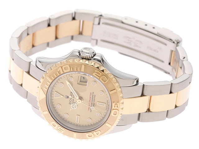 A番 ROLEX ロレックス 時計 ヨットマスター 169623 シャンパンゴールド文字盤 YG/SS 自動巻き レディース（2148103666612）M【200】