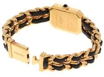 CHANEL シャネル　プルミエールL　H0001　GP/SS/革　ブラック　レディース　クォーツ2148103666698【432】