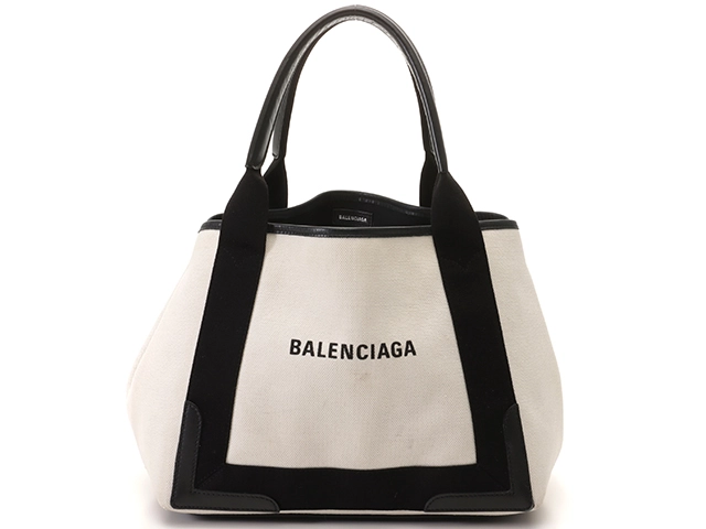 BALENCIAGA バレンシアガ ネイビー スモールカバス トートバッグ オフホワイト/ブラック キャンバス/レザー 339933  2148103667114 【205】 の購入なら「質」の大黒屋（公式）