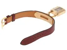 HERMES エルメス 腕時計 ケリーウォッチ KE1.201 ゴールドメッキ/レザー ○Z刻印 ボルドー文字盤 クオーツ 現状販売【472】SJ